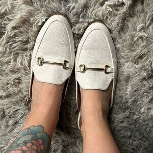 Madden Girl Size 7.5 White Slip On Mules Flats